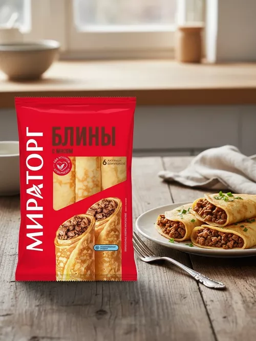 Блины с мясом 360гр  Мираторг