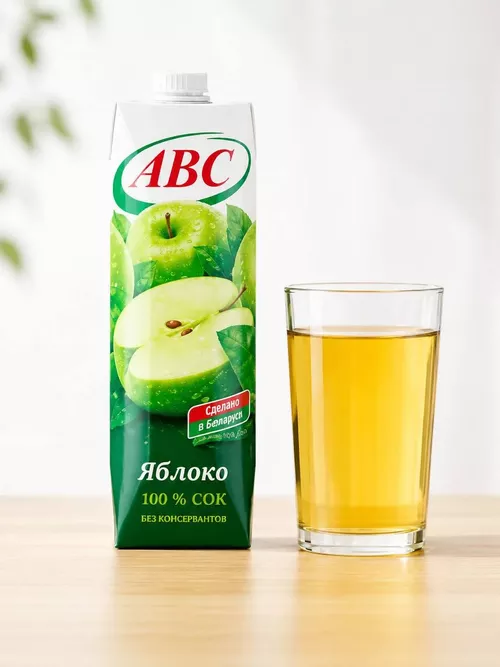 Сок яблочный 100% натуральный т/пак 1л  АВС РБ
