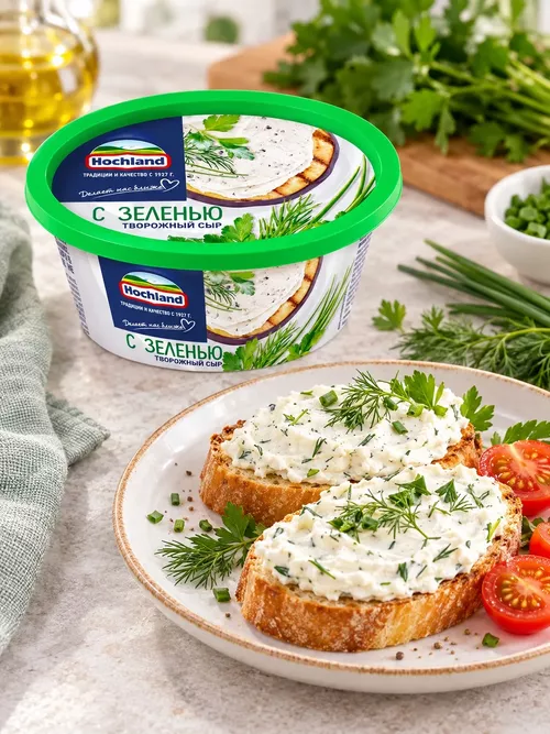 Творожный сыр 140гр 60% с зеленью  Хохланд