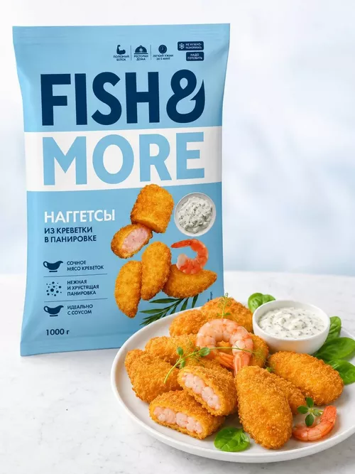 Креветка в панировке (наггетсы)  Fish & More  уп 1кг